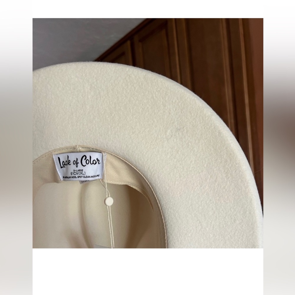 Lack Of Color Women's Wide Brim Fedora in Ivory - Picture 6 of 8